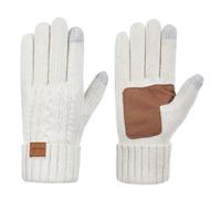 Copcape Women's Winter Warm Thermal Gloves, Merino Wool Cable Knit with Thinsulate Lined, Anti-Slip, Touch Screen (White, One Size)