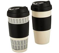 Copco 5237160 Reusable Set of 2 Insulated Double Wall Travel Mugs, Plastic, 16 Ounces, White/Black