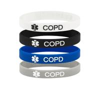 COPD Medical Alert Wristband Chronic Obstructive Pulmonary Disease Bracelets (4 Pack) (Large (20cm))