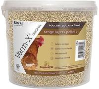 Copdock Mill Range Layers Pellets with Verm-X Chicken Feed 3.5kg/5L Tub - Premium Quality Complete Feed for Poultry - 100% Natural - Aids Digestion & Protect Against Intestinal Problems