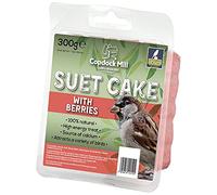 Copdock Mill Suet Cake Tray with Berries 300g - High-Energy All Year-Round Wild Bird Food With 40 percent Suet Content - Nutritious Beef Suet Mix with Bird Seed - 100 percent Natural Ingredients