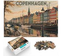 Copenhagen Cityscape with Boats and Reflectio Jigsaw Puzzle, 1000 Piece | For cold evenings at home: Adult jigsaw puzzle with 1000 pieces offers for the Christmas break.