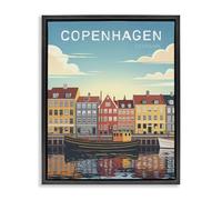 'Copenhagen Cityscape with River'| Floating Frame Canvas Art