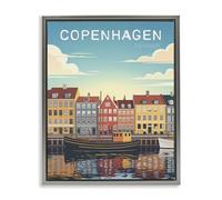 'Copenhagen Cityscape with River'| Floating Frame Canvas Art