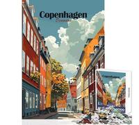 Copenhagen Denmark Cityscape Art Print 1000 Piece Jigsaw Puzzles for Adults Improve Overall Mental Performance Mindful Soothing Leisure Game (50x75cm)