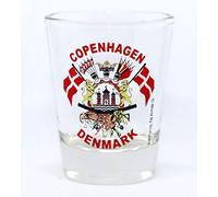 Copenhagen Denmark Flags and Coat of Arms Shot Glass