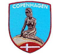 Copenhagen Denmark Patch Embroidered Iron-on/Sew-on Badge (3 Inch) Iconic Monument Landmark with Danish Flag Design Travel Souvenir Perfect for Backpacks, Jackets, Hats, Gifts