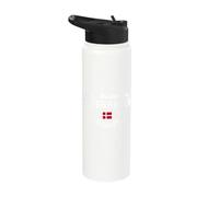 Copenhagen Denmark Skyline Souvenir Danish Flag Vintage Stainless Steel Insulated Water Bottle