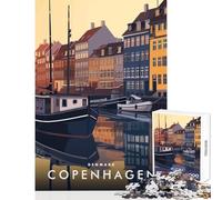 Copenhagen Denmark Teenager Jigsaw Puzzles 1000 Pieces Enhance Mindful Thinking And Focus Relaxing Stress Relief Game (50x75cm)