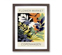 Copenhagen Flower Market Exhibition No.1 Framed Print | A2 Walnut Framed Wall Art | Ready to Hang | Modern Floral Picture | Living Room Bedroom Lounge Office