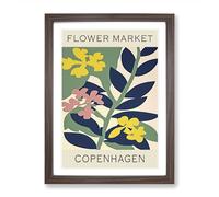 Copenhagen Flower Market Exhibition No.2 Framed Print | A2 Walnut Framed Wall Art | Ready to Hang | Modern Floral Picture | Living Room Bedroom Lounge Office