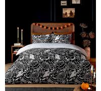 Copenhagen Home Death Doodle Duvet Cover Set Black & White Halloween (Single)