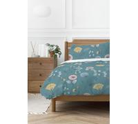 Copenhagen Home Olia Floral Print Teal Reversible Duvet Cover and Pillowcase Set - Double