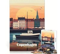 Copenhagen Sunset Cityscape 1000 Piece Jigsaw Puzzles- Brain Exercise, Precise Cut, Real Challenge, Wall Display (38x52cm)