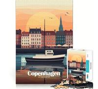 Copenhagen Sunset Cityscape 1000 Piece Jigsaws for Teenagers Logic Boost, Thick Material, Home Fun, Perfect Decor (50x75cm)