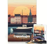 Copenhagen Sunset Cityscape 1000 Piece Jigsaws for Teenagers Logic Boost, Thick Material, Home Fun, Perfect Decor (50x75cm)