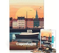 Copenhagen Sunset Cityscape Puzzles for Adults 1000 Puzzles Pastime Game, Smooth Connection, Home Play, (38x26cm)