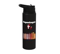 Copenhagen Trip Souvenir Denmark Architecture Danish Flag Stainless Steel Insulated Water Bottle