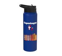 Copenhagen Trip Souvenir Denmark Architecture Danish Flag Stainless Steel Insulated Water Bottle
