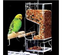 Copfeu Automatic Bird Feeder, No Mess, Transparent Acrylic, Reducing Waste, Bird Cage Accessories for Parakeet, Canary, Cockatiel, Finch, Conure