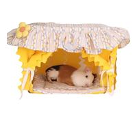 Copfeu Guinea Pig Bed, Small Animal Bed Guinea Pig Hideout Sleeping Bed for Chinchilla Hamster Rat Guinea Pig Tent with Cushion for All Seasons (Yellow)
