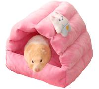 Copfeu Guinea Pig Hideout Hamster Cage Accessories Small Animal House Washable Warm Bed for Dwarf Rabbit Chinchilla,Ferret,Hedgehog,Rat,Bearded Dragon,Sugar Glider (Pink,Large)