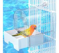 Copfeu Large Bird Bath Cage, Cleaning Pet Supplies Cockatiel Bird Clear Bathtub with Bottom Drawer for Little Bird Parrots Spacious Parakeets Portable Shower for Most Birdcage