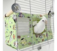 Copfeu Large Spring Summer Breathable Bird Nest House, Bird Bed for Cage, Parrot Nest Snuggle Shed Hut for Four Seasons, Easy to Install for Quaker Lovebirds (Small,Green)