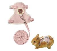 Copfeu -Rabbit Harness and Leash,Adjustable Rabbit Harness,Ferret Harness,Guinea Pig Harness,Ferret Leash for Small Pets Walking Outdoor (Small, ro