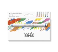 COPIC acrea Set of 6 Vivid Paint Markers with Water and Pigment-Based Ink, Line Width 0.8-1.2 mm Tip