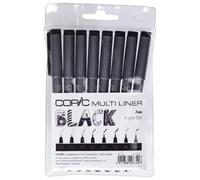 Copic Multiliner, Black, Set Of 8, Black, For Art & Crafts, Colouring, Graphics, Highlighter, Design, Anime, Professional & Beginners, Art Supplies & Colouring Books