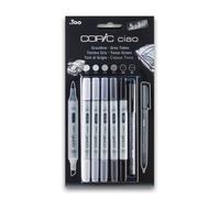 COPIC Ciao Coloured Marker Pen - 5+1 Set Grey Tones, For Art & Crafts, Colouring, Graphics, Highlighter, Design, Anime, Professional & Beginners, Art Supplies & Colouring Books