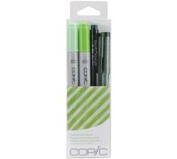 COPIC Ciao Coloured Marker Pen - Doodle Pack of 4 Green, For Art & Crafts, Colouring, Graphics, Highlighter, Design, Anime, Professional & Beginners, Art Supplies & Colouring Books