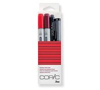 COPIC Ciao Coloured Marker Pen - Doodle Pack of 4 Red, For Art & Crafts, Colouring, Graphics, Highlighter, Design, Anime, Professional & Beginners, Art Supplies & Colouring Books