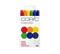 Copic Ciao Coloured Marker Pen - Set of 6 Primary, For Art & Crafts, Colouring, Graphics, Highlighter, Design, Anime, Professional & Beginners, Art Supplies & Colouring Books