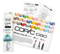 COPIC Ciao Layer & Mix Pen Set Of 3, 2D Starter Set, Pastel Palette Markers, A5 Pad, Practise Sheet, Line Art &Guide, Art, Craft, Colouring, Graphic, Highlighter, Design, Anime Manga