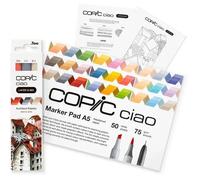 COPIC Ciao Layer & Mix Starter Set Architect, Marker Set with 3 Colours, Marker Paper and Drawing Template for Tracing, Includes Learning Exercise Sheet