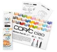 COPIC Ciao Layer & Mix Cozy Starter Set, Marker Set with 3 Colours, Marker Paper and Drawing Template for Tracing, Includes Learning Exercise Sheet