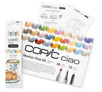 COPIC Ciao Layer & Mix Cozy Starter Set, Marker Set with 3 Colours, Marker Paper and Drawing Template for Tracing, Includes Learning Exercise Sheet