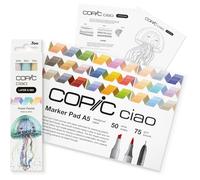 COPIC Ciao Layer & Mix Pen Set Of 3, 2D Starter Set, Pastel Palette Markers, A5 Pad, Practise Sheet, Line Art &Guide, Art, Craft, Colouring, Graphic, Highlighter, Design, Anime Manga