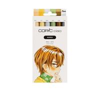 Copic Ciao MANGA Hiro Marker Set with 5 Warm Yellow and Brown Tones Including 1 Multiliner 0.3 mm in Grey, Twin Marker with Medium Width and Brush Tip