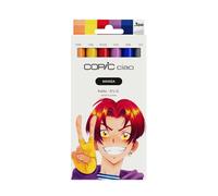 Copic Ciao Manga Kaito Marker Set with 5 Warm Orange and Blue Tones Including 1 Multiliner 0.3 mm in Purple, Twin Marker with Medium Width and Brush Tip
