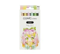 Copic Ciao Manga Kawaii Marker Set with 5 Delicate Pink and Mint Green Shades Including 1 Multiliner 0.3 mm in Brown, Twin Marker with Medium Width and a Brush Tip