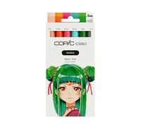 Copic Ciao Manga Nami Marker Set with 5 Bright Green and Blue Shades Including 1 Multiliner 0.3 mm in Green, Twin Marker with Medium Width and Brush Tip