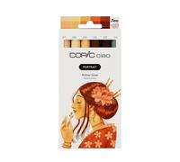 Copic Ciao Portrait Set Amber Glow, 5 Beige and Sand Tones Including 1 Multiliner 0.3 mm in Brown, Twin Marker with Medium Width and Brush Tip