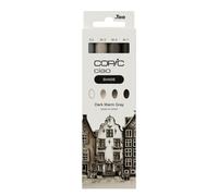 Copic Ciao Shade Set Dark Warm Grey, 3 Twin Markers with One Medium and One Brush Tip, Includes Multiliner Warm Grey 0.5 mm