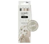 Copic Ciao Shade Set Light Warm Grey, 3 Twin Markers with One Medium and One Brush Tip, Includes Multiliner Warm Grey 0.3 mm