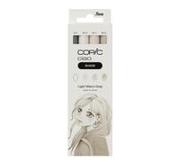 Copic Ciao Shade Set Light Warm Grey, 3 Twin Markers with One Medium and One Brush Tip, Includes Multiliner Warm Grey 0.3 mm