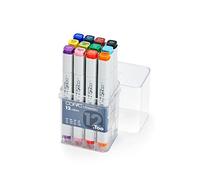 COPIC Classic Coloured Marker Pen - Set of 12 (Basic), for Art & Crafts, Colouring, Graphics, Highlighter, Design, Anime, Professional & Beginners, Art Supplies & Colouring Books