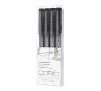 Copic Multiliner Coloured Marker Pen - Set of 4 Black, For Art & Crafts, Colouring, Graphics, Highlighter, Design, Anime, Professional & Beginners, Art Supplies & Colouring Books